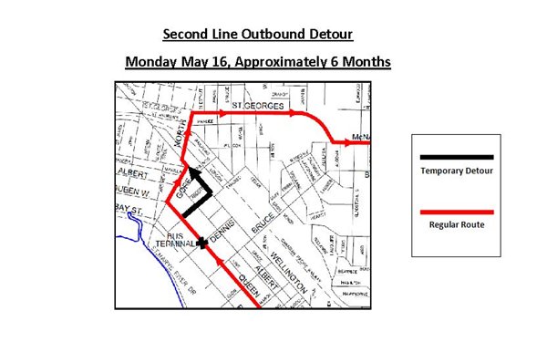 Second Line Outbound Bus Detour Second Line Outbound Bus Detour